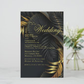 Budget Wedding Gold und Black Tropical Blätter (Stehend Vorderseite)