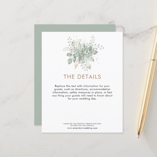 Budget Wedding Guest Details Foliage Umschließung (Vorderseite/Rückseite Beispiel)