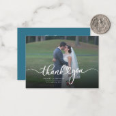 Budget Wedding Hand Letter Foto Dankeschön Karte (Vorderseite/Rückseite Beispiel)