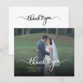 Budget Wedding Hand Letter Foto Dankeschön Karte (Vorne/Hinten)