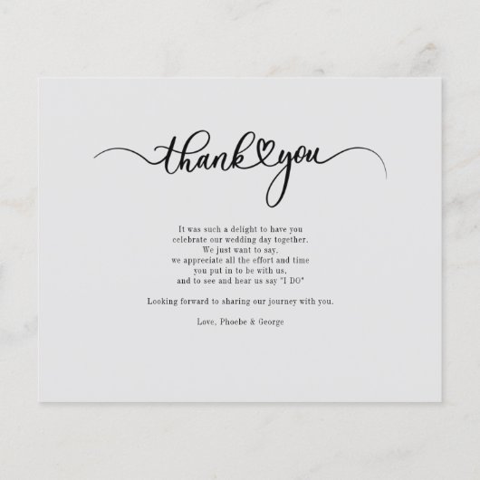 Budget Wedding Hand Letter Foto Dankeschön Karte (Rückseite)