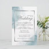 Budget Wedding Light Aquamarin Blue Silver Abstrak (Stehend Vorderseite)
