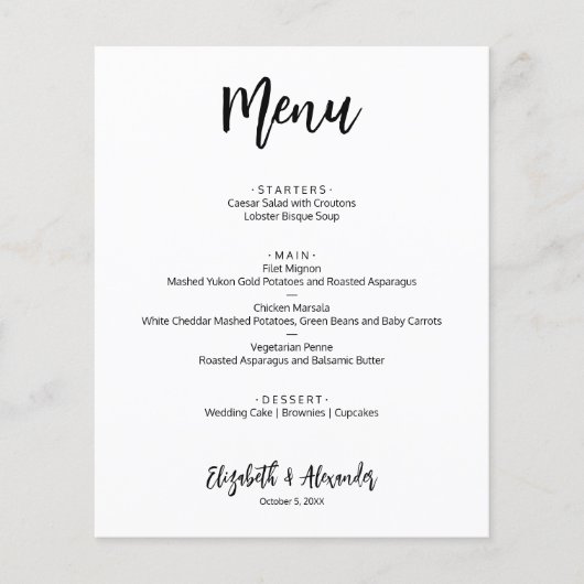 Budget Wedding Menu Flyer (Vorne)
