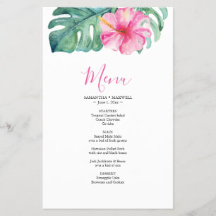 Budget Wedding Menu Tropischer Hibiskus Flyer