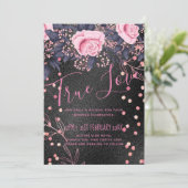 Budget Wedding Metallic Look Rosegold Pink Floral (Stehend Vorderseite)