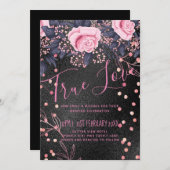 Budget Wedding Metallic Look Rosegold Pink Floral (Vorne/Hinten)