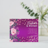 Budget Wedding Metallic Look Rosegold Pink Floral (Stehend Vorderseite)