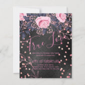 Budget Wedding Metallic Look Rosegold Pink Floral (Vorderseite)