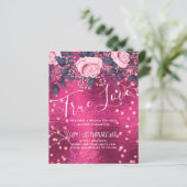 Budget Wedding Metallic Look Rosegold Pink Floral (Stehend Vorderseite)