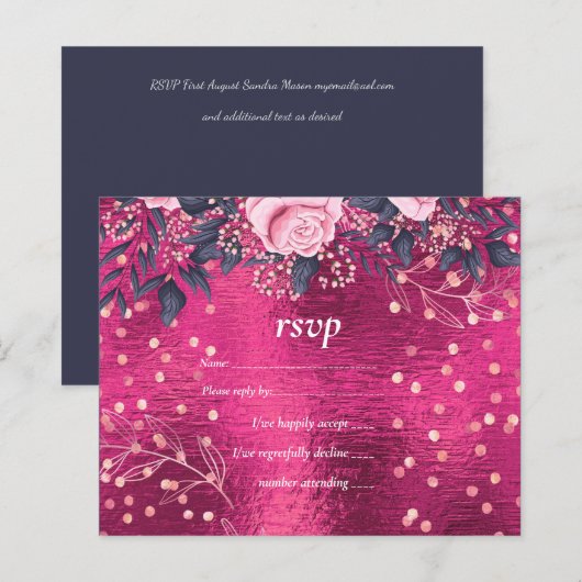 Budget Wedding Metallic Look Rosegold Pink Floral (Vorne/Hinten)