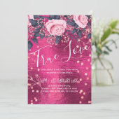 Budget Wedding Metallic Look Rosegold Pink Floral (Stehend Vorderseite)
