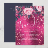 Budget Wedding Metallic Look Rosegold Pink Floral (Vorne/Hinten)