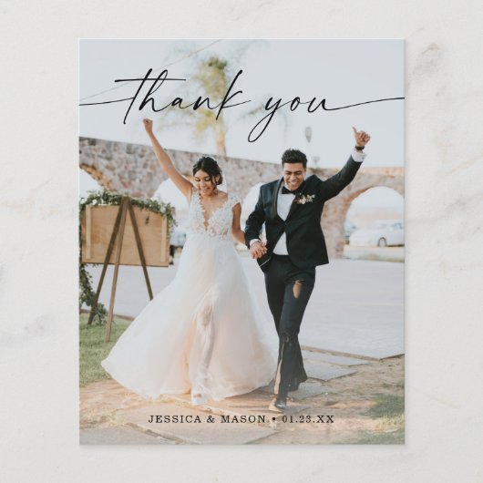 Budget Wedding Modern Dankeschön Card mit Foto (Vorderseite)