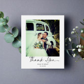 Budget Wedding Modern Script Foto Danke Karte