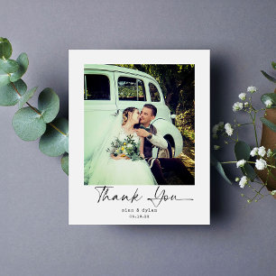Budget Wedding Modern Script Foto Danke Karte