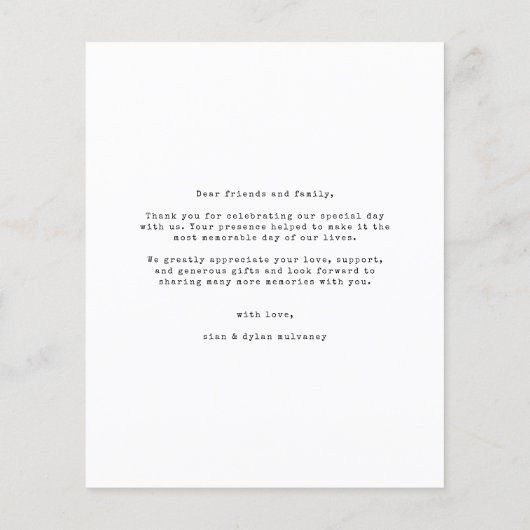 Budget Wedding Modern Script Foto Danke Karte (Rückseite)