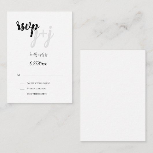 Budget Wedding Monogram UAWG Response Cards Mitteilungskarte (Vorne/Hinten)