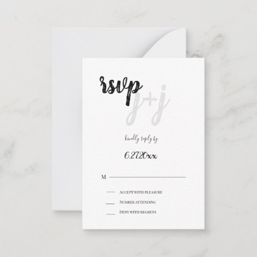 Budget Wedding Monogram UAWG Response Cards Mitteilungskarte (Vorderseite)