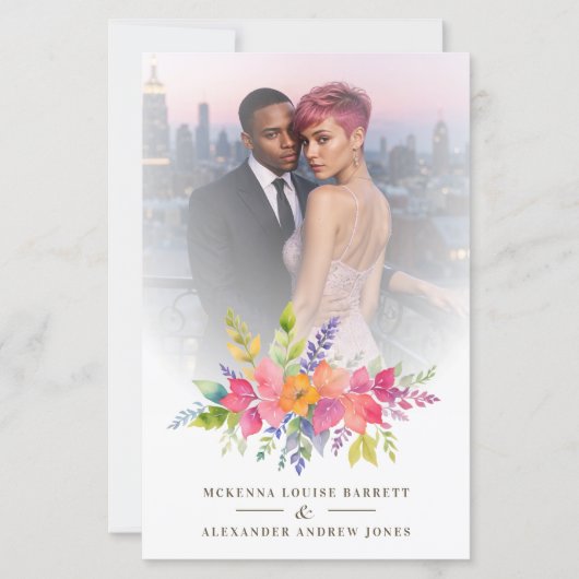 Budget Wedding Pink Flowers & Branches Bouquet (Vorderseite)