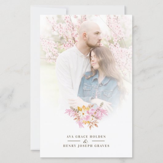 Budget Wedding Pink Flowers & Branches Bouquet (Vorderseite)