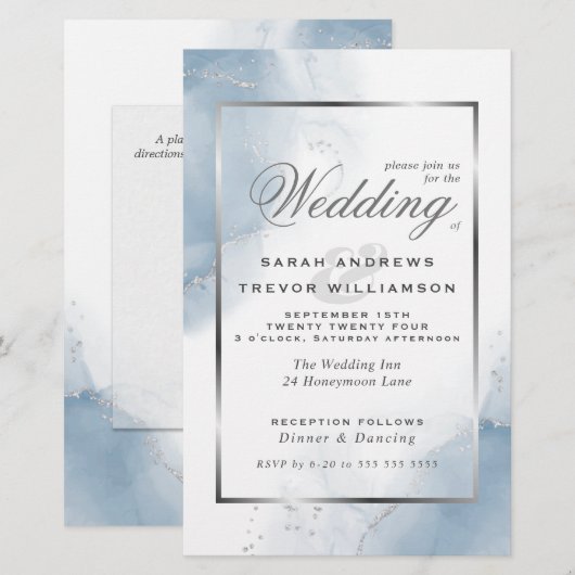 Budget Wedding Powder Blue Silver Abstrakt (Vorne/Hinten)