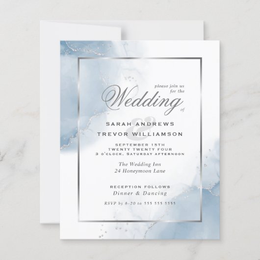 Budget Wedding Powder Blue Silver Abstrakt (Vorderseite)