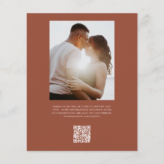 Budget Wedding Qr Code Burnt Orange Terracotta (Rückseite)