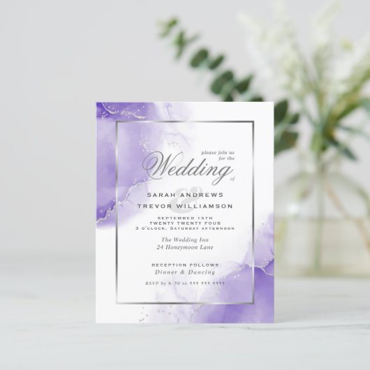 Budget Wedding Rainbow Violet Silver Abstrakt (Stehend Vorderseite)