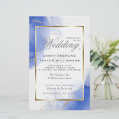 Budget Wedding Royal Blue Gold Abstrakt Marble Inv (Stehend Vorderseite)