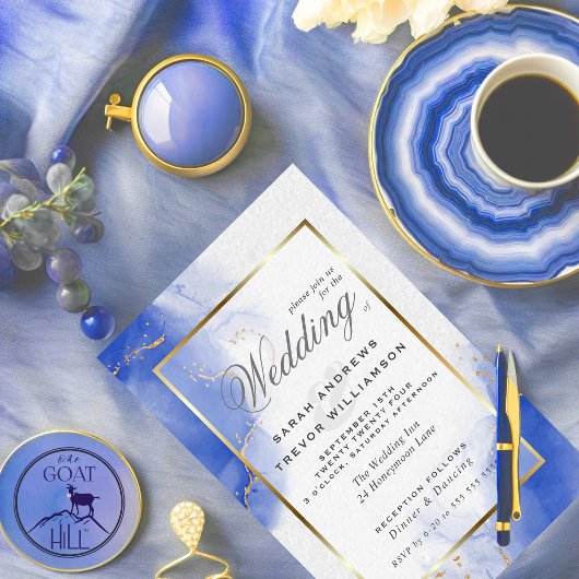 Budget Wedding Royal Blue Gold Abstrakt Marble Inv
