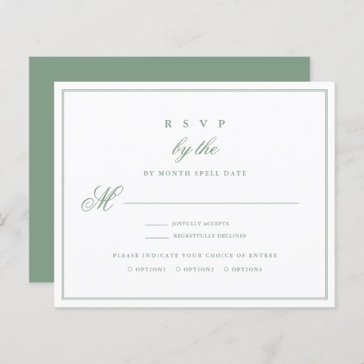 Budget Wedding RSVP Basil Green (Vorne/Hinten)