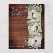 Budget Wedding Rustic 3 Foto Dankeschön Karte (Vorderseite)