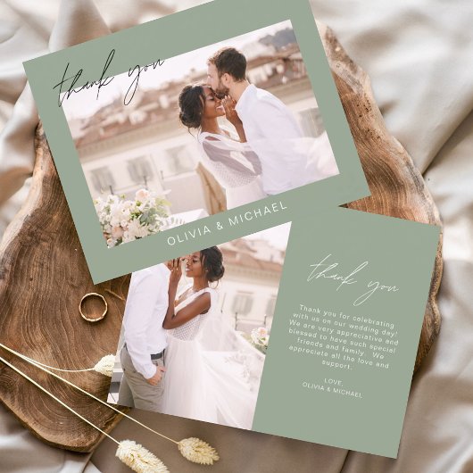 Budget Wedding Sage Green Foto Vielen Dank Karten