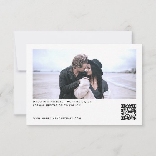 Budget Wedding Save the Date QR Code Photo Card (Rückseite)