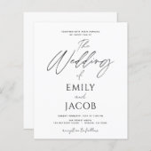 Budget Wedding Schwarz-weiß Script Typografy (Vorne/Hinten)