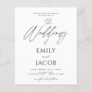 Budget Wedding Schwarz-weiß Script Typografy
