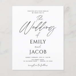 Budget Wedding Schwarz-weiß Script Typografy Flyer