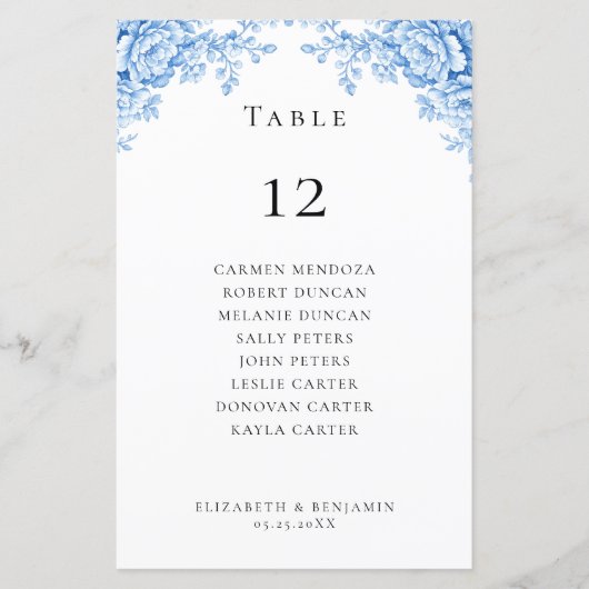 Budget Wedding Seating Chart Table Chinoiserie (Vorderseite)