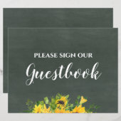 Budget Wedding Sign Gästebuch Chalk Sonnenblumen (Vorne/Hinten)