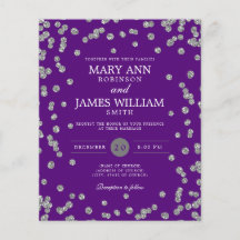 Budget Wedding Silver Glitzer Lila Einladung