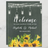 Budget Wedding Welcome Sign Sonnenblumen Chalkboar (Vorne/Hinten)