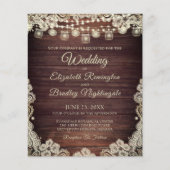 Budget Wedding Wood Jars Elfenbeinspitze Einladung (Vorderseite)