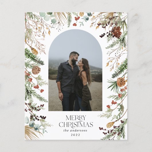 Budget Weihnachten 1 Foto Bogen Aquarell botanisch Flyer (Vorne)