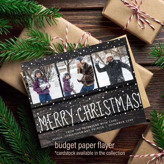Budget Weihnachten 3 Foto Collage Schnee Urlaub Flyer