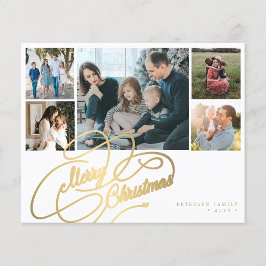 BUDGET Weihnachten 5 Fotos Collage Holiday Card Flyer (Vorne)