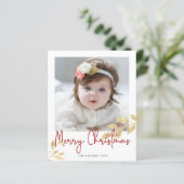 Budget Weihnachten Gold Blätter Green Holiday Foto (Stehend Vorderseite)