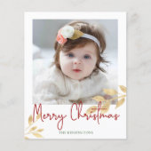 Budget Weihnachten Gold Blätter Green Holiday Foto (Vorderseite)