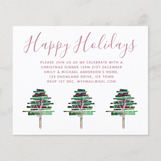 Budget Weihnachten Rose Gold Einladungen, Brief (Vorderseite)