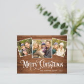 Budget Weihnachten Rustikale 3 FOTO Grußkarte Postkarte (Stehend Vorderseite)