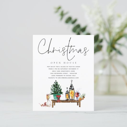 Budget Weihnachts Open House Lanterns Einladung (Stehend Vorderseite)